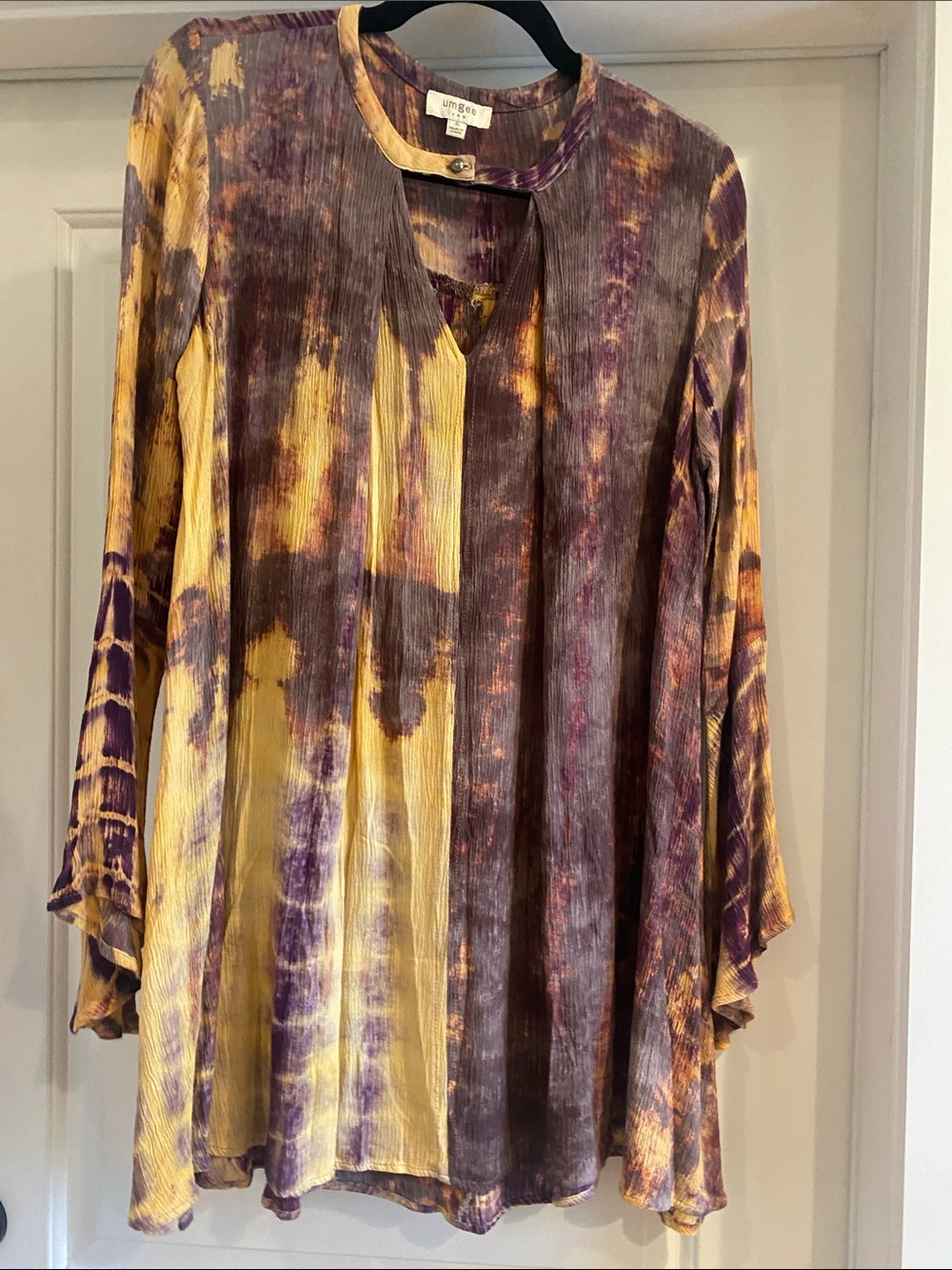 Umgee Purple & Gold Tie-Dye Long Sleeve mini dress